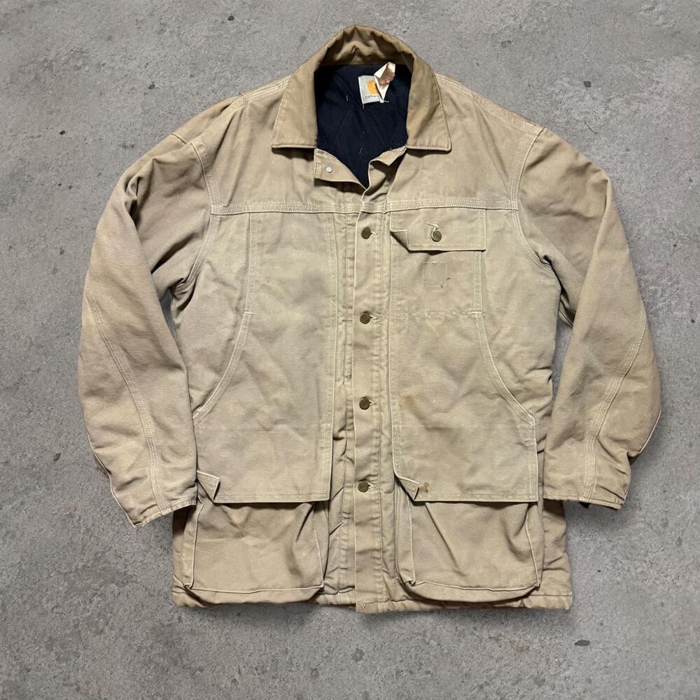 Vintage 1990’s Carhartt Western Tan Blanket Lined Jacket Front Pockets Mens M